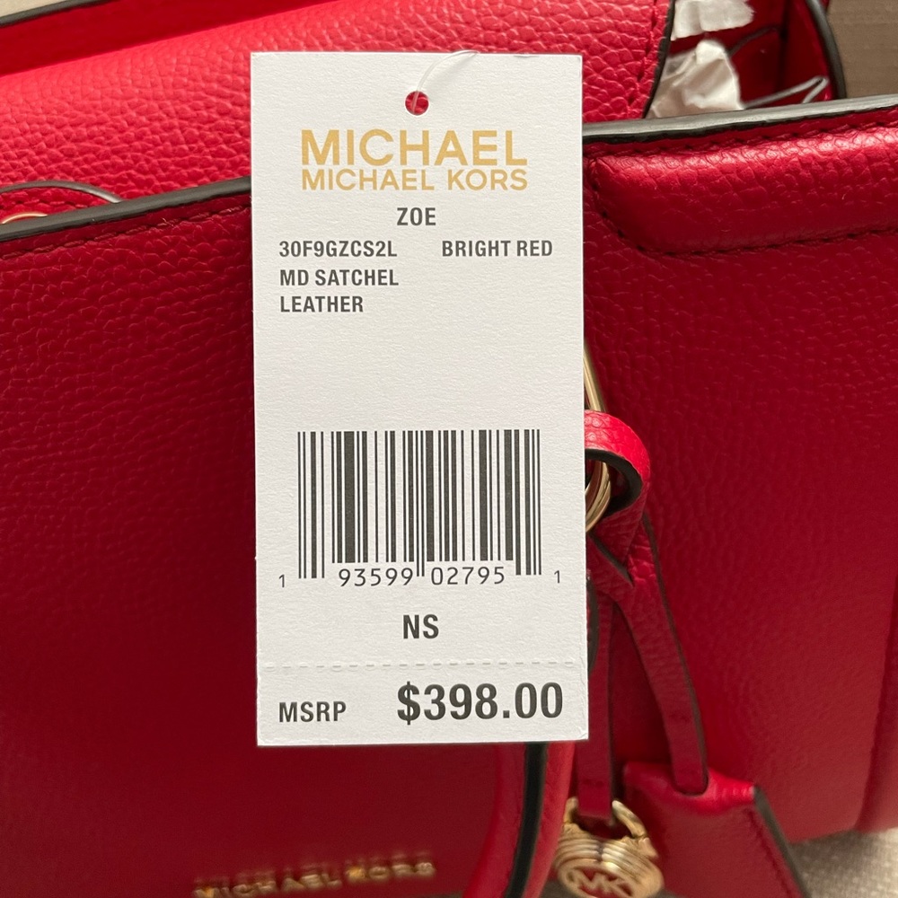 SOLD MICHAEL KORS Zoe Medium Pebbled Leather Satchel new with tags - Picture 9 of 13